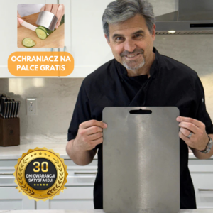 Jan Nierdzewny – Tytanowa Deska do Krojenia Premium + GRATIS stalowy ochraniacz na palce